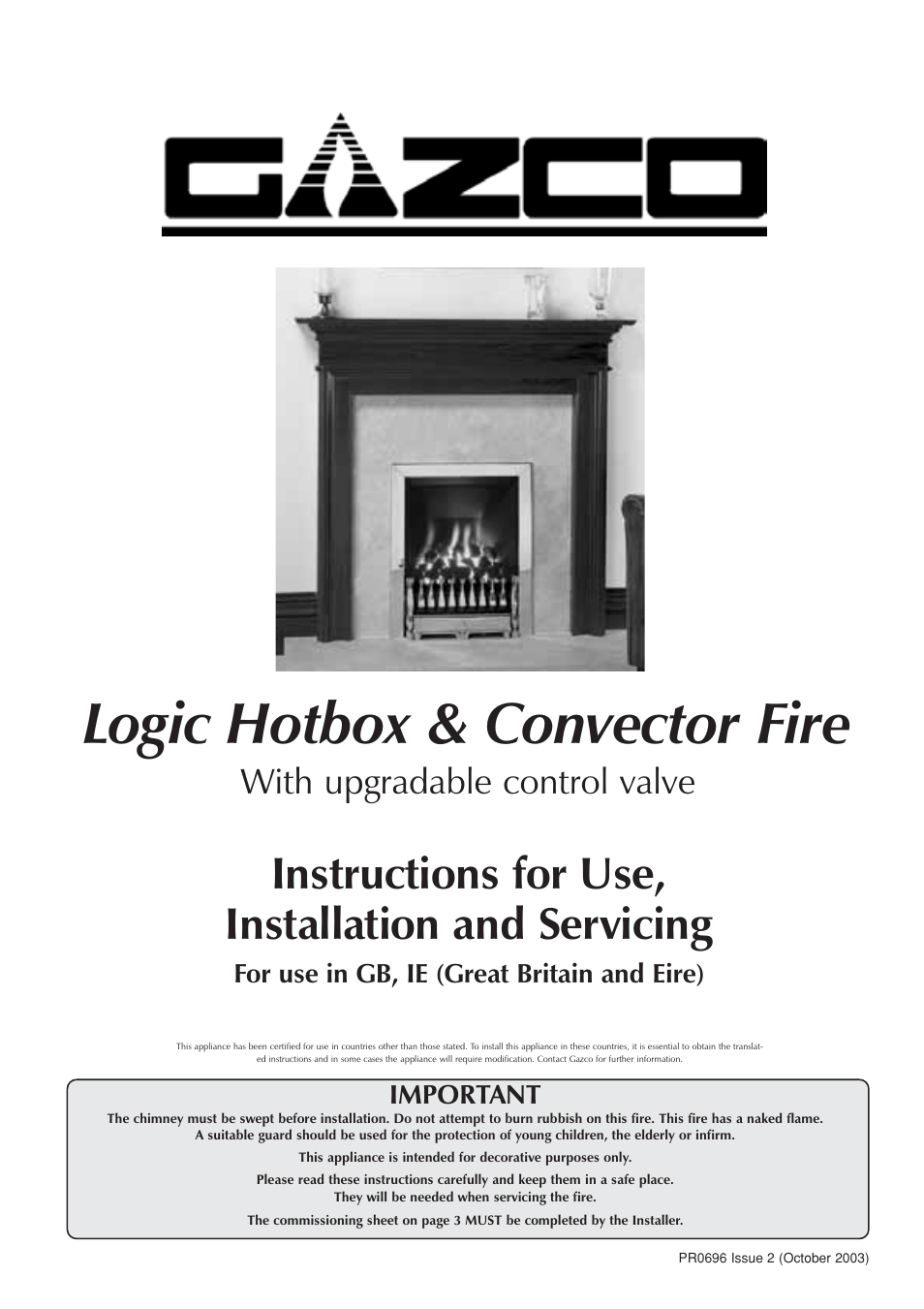 Stovax Logic Hotbox & Convector Fire User Manual | 24 pages