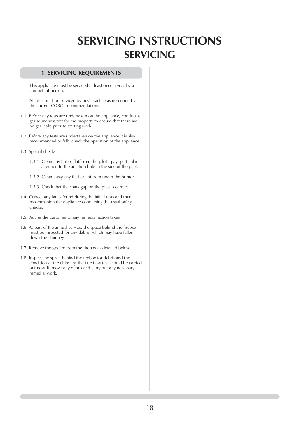 Servicing instructions, Servicing | Stovax Logic Hotbox & Convector Fire User Manual | Page 18 / 24