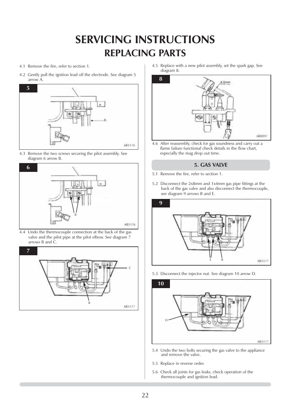 Servicing instructions, Replacing parts | Stovax Logic Hotbox & Convector Fire User Manual | Page 22 / 24