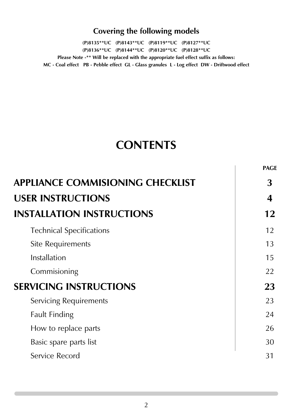 Stovax Chamonix & Aspen (P)8135**UC User Manual | Page 2 / 32