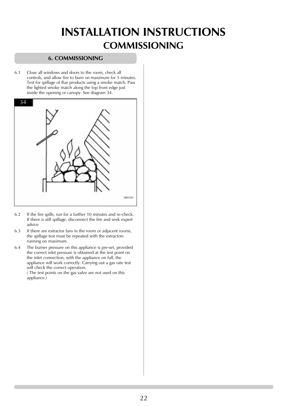 Installation instructions, Commissioning | Stovax Chamonix & Aspen (P)8135**UC User Manual | Page 22 / 32