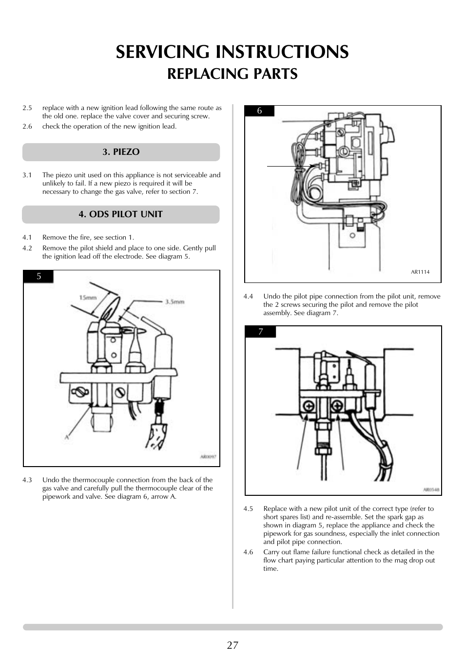 Servicing instructions, Replacing parts | Stovax Chamonix & Aspen (P)8135**UC User Manual | Page 27 / 32