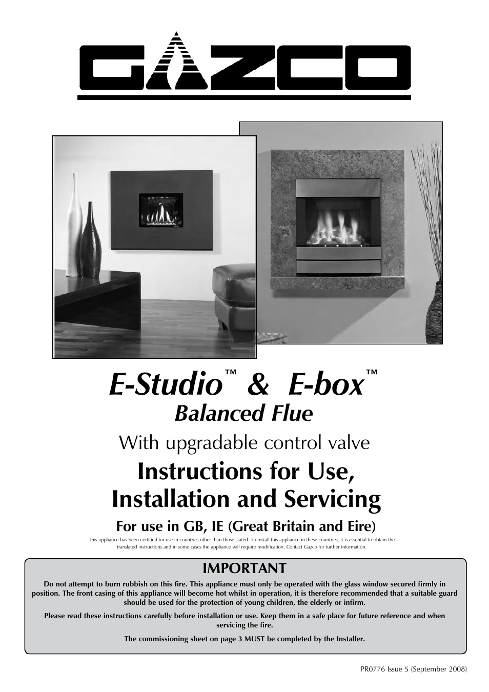 Stovax E-Studio PR0776 User Manual | 33 pages