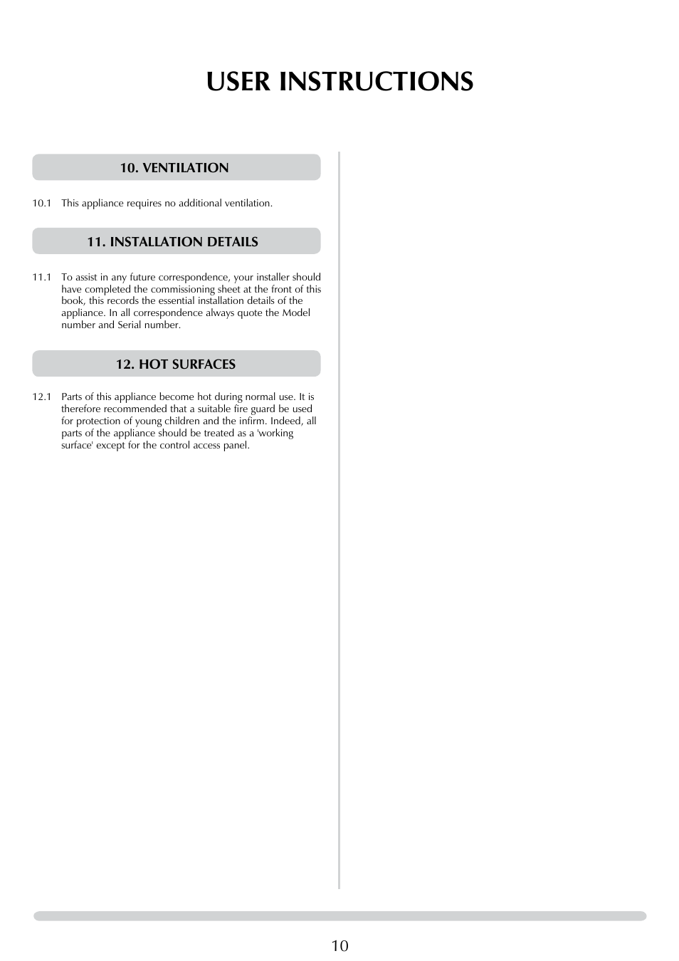 User instructions | Stovax E-Studio PR0776 User Manual | Page 10 / 33