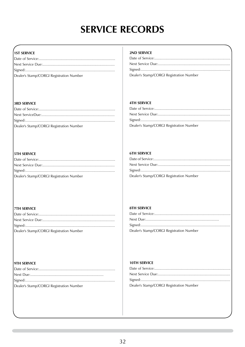 Service records | Stovax E-Studio PR0776 User Manual | Page 32 / 33