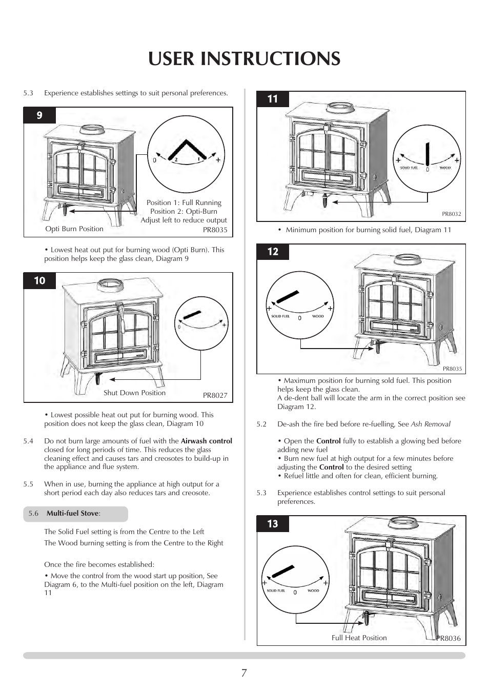 User instructions | Stovax Riva Plus Midi Wood & Multi-fuel User Manual | Page 7 / 32