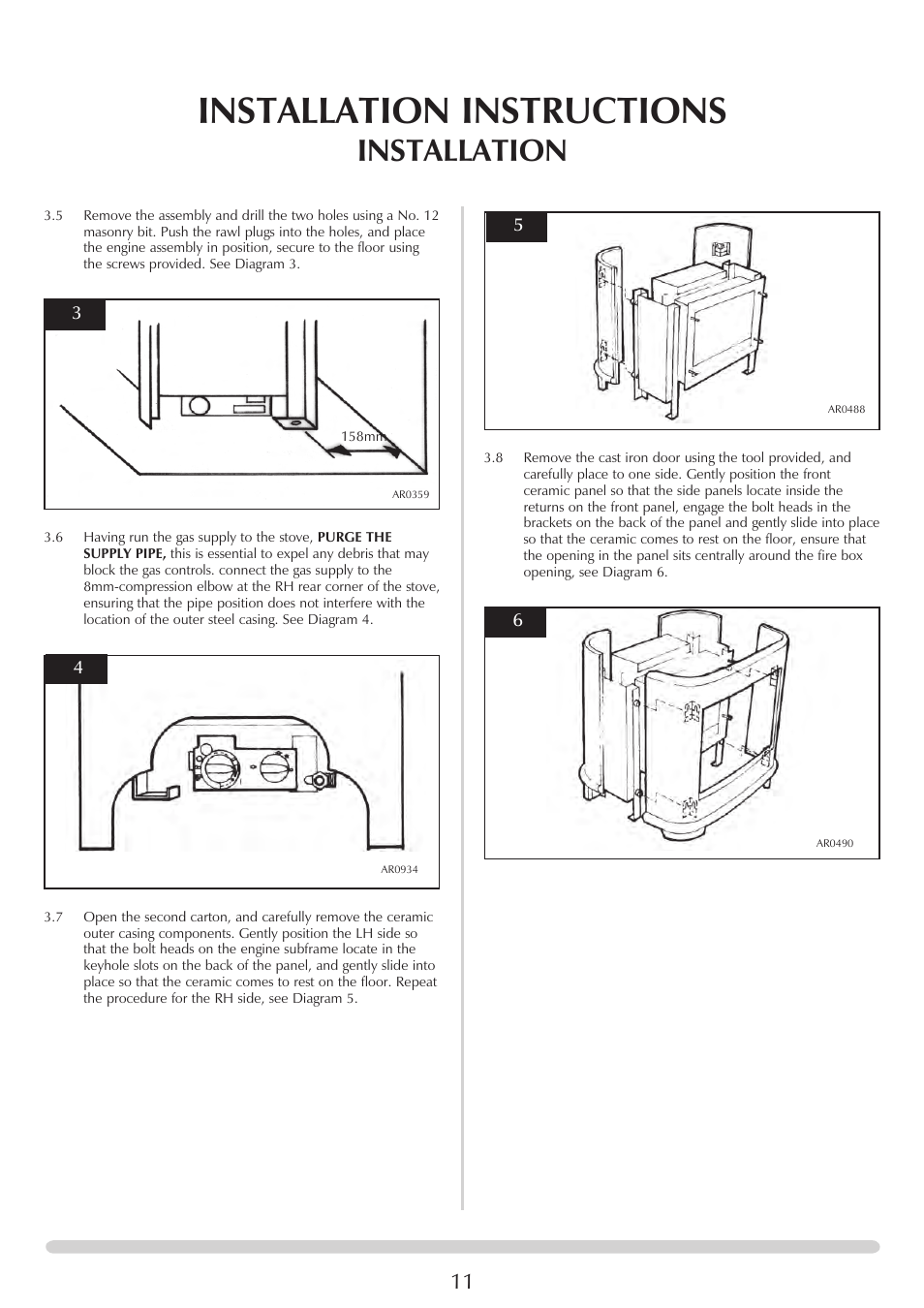 Installation instructions, Installation | Stovax Marlborough & Stockton Coal Effect Stove Range User Manual | Page 11 / 23