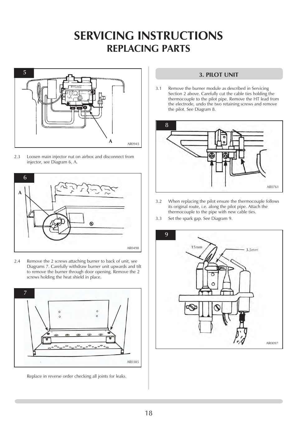 Servicing instructions, Replacing parts | Stovax Marlborough & Stockton Coal Effect Stove Range User Manual | Page 18 / 23