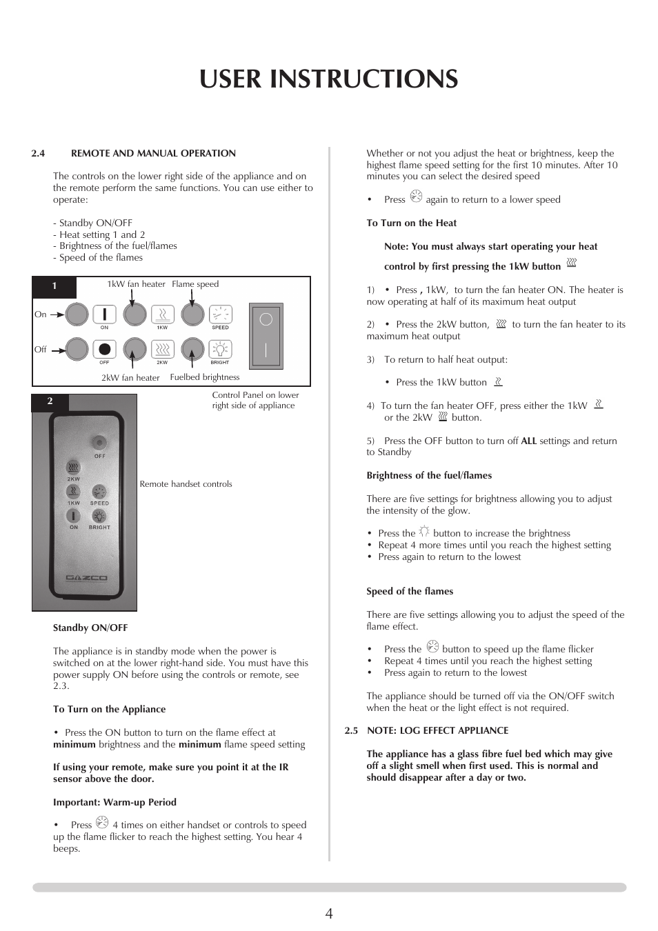 User instructions | Stovax Electric Stove Range User Manual | Page 4 / 15