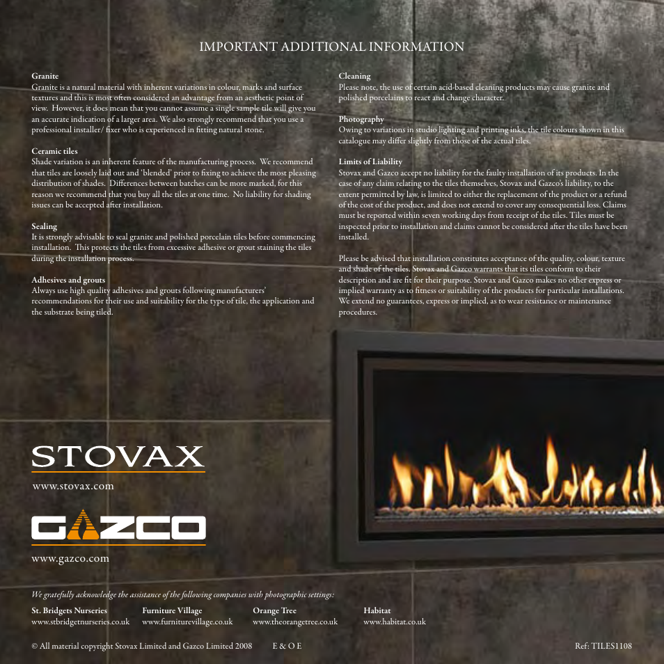 Important additional information | Stovax Exclusive Fireplace User Manual | Page 12 / 12