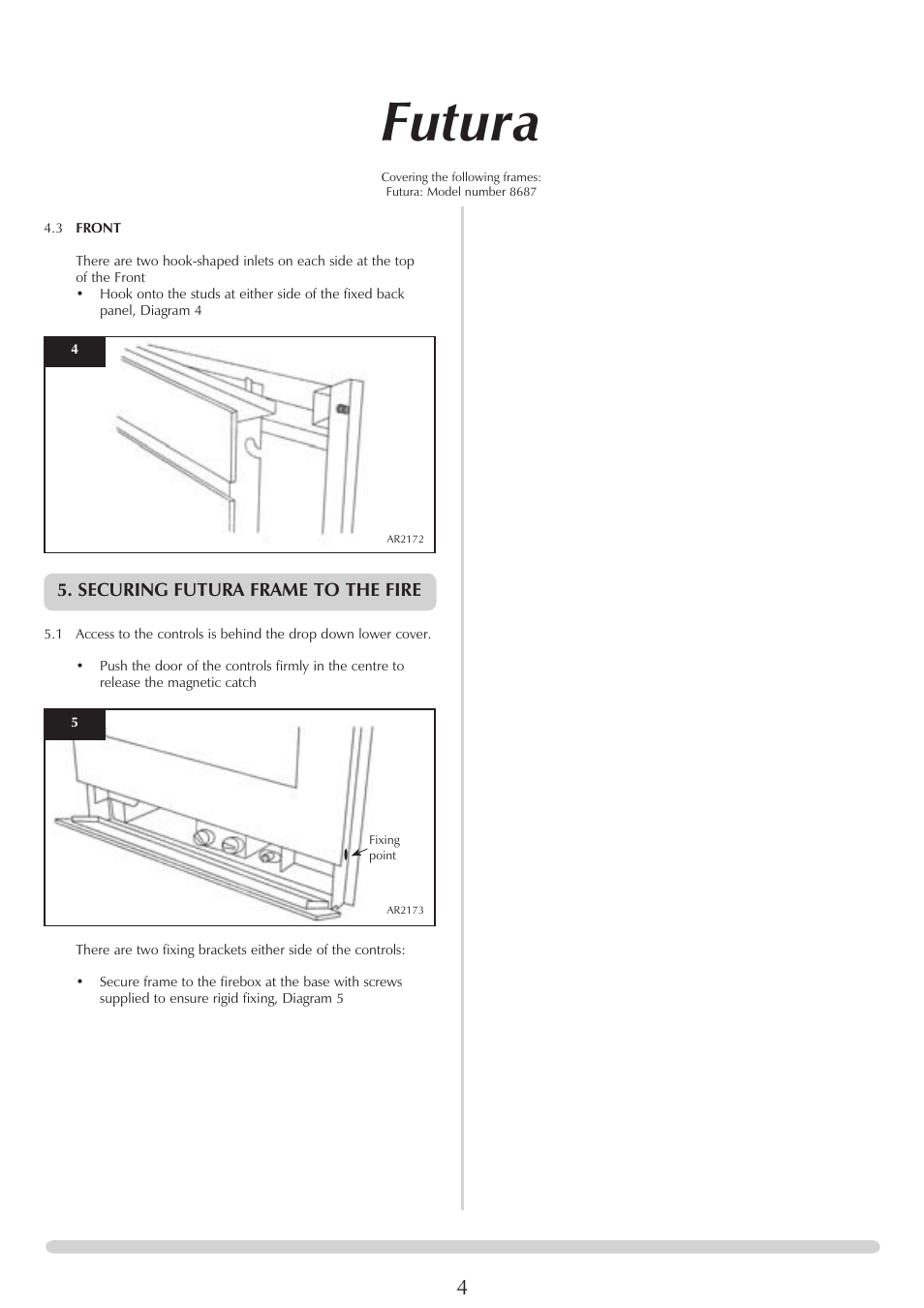 Futura, Securing futura frame to the fire | Stovax Fusion 8687 User Manual | Page 4 / 5