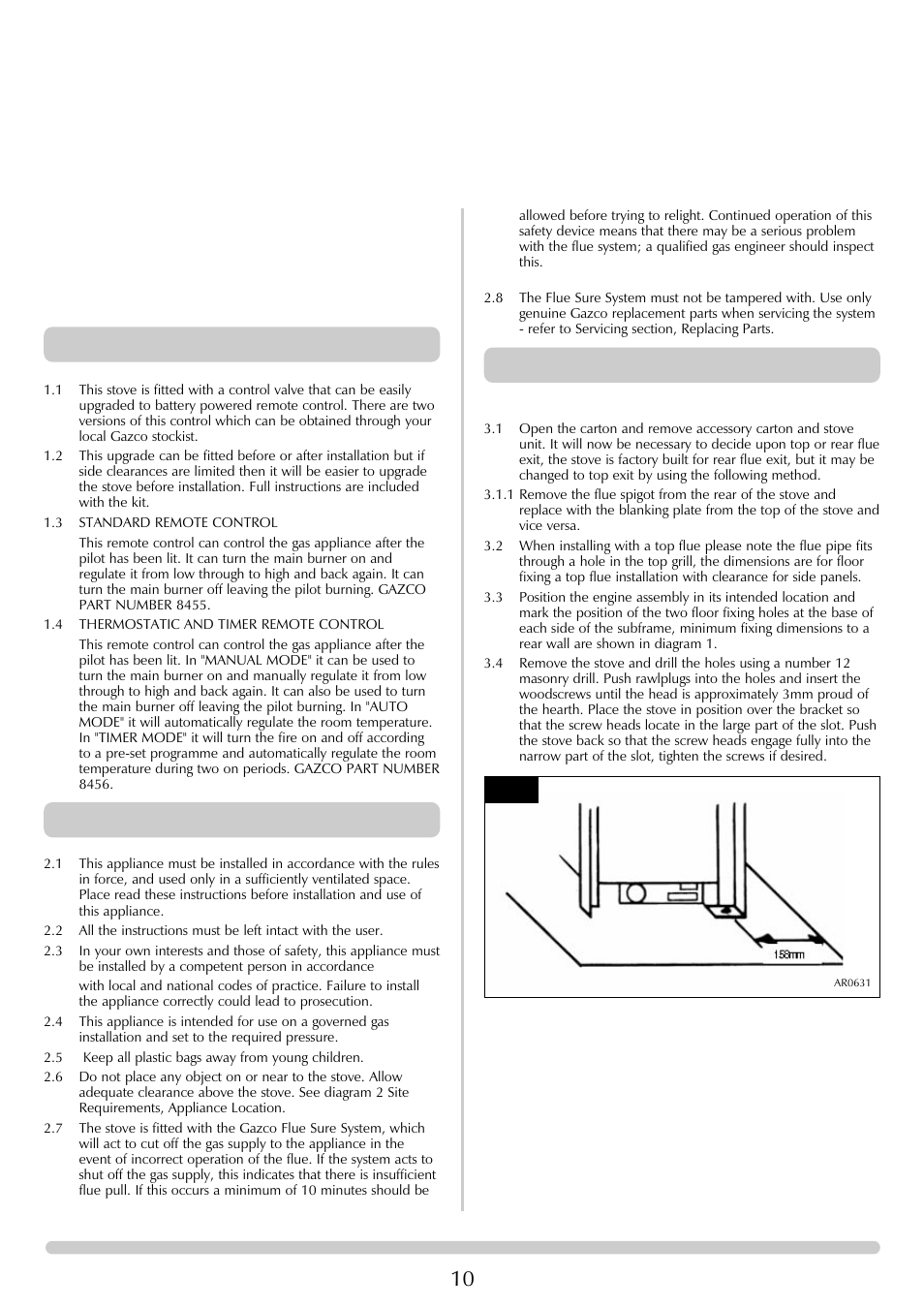 Installation instructions, Installation, Control upgrade | Safety precautions, Installation of the stove flue pipe installation | Stovax Steel Manhattan Log Effect Stove Range User Manual | Page 10 / 25