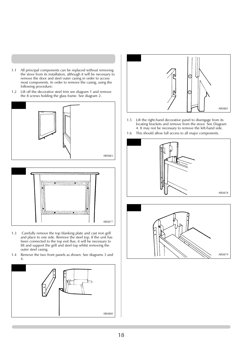 Servicing instructions, Replacing parts, General | Stovax Steel Manhattan Log Effect Stove Range User Manual | Page 18 / 25