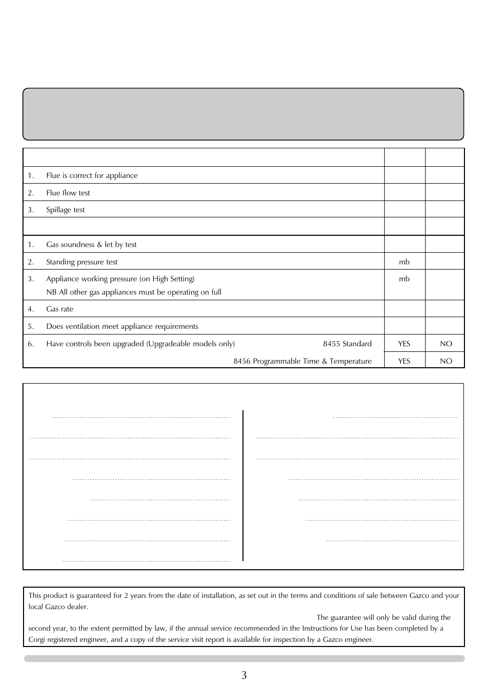Appliance commissioning checklist, Important notice, Flue check pass fail | Gas check | Stovax Steel Manhattan Log Effect Stove Range User Manual | Page 3 / 25