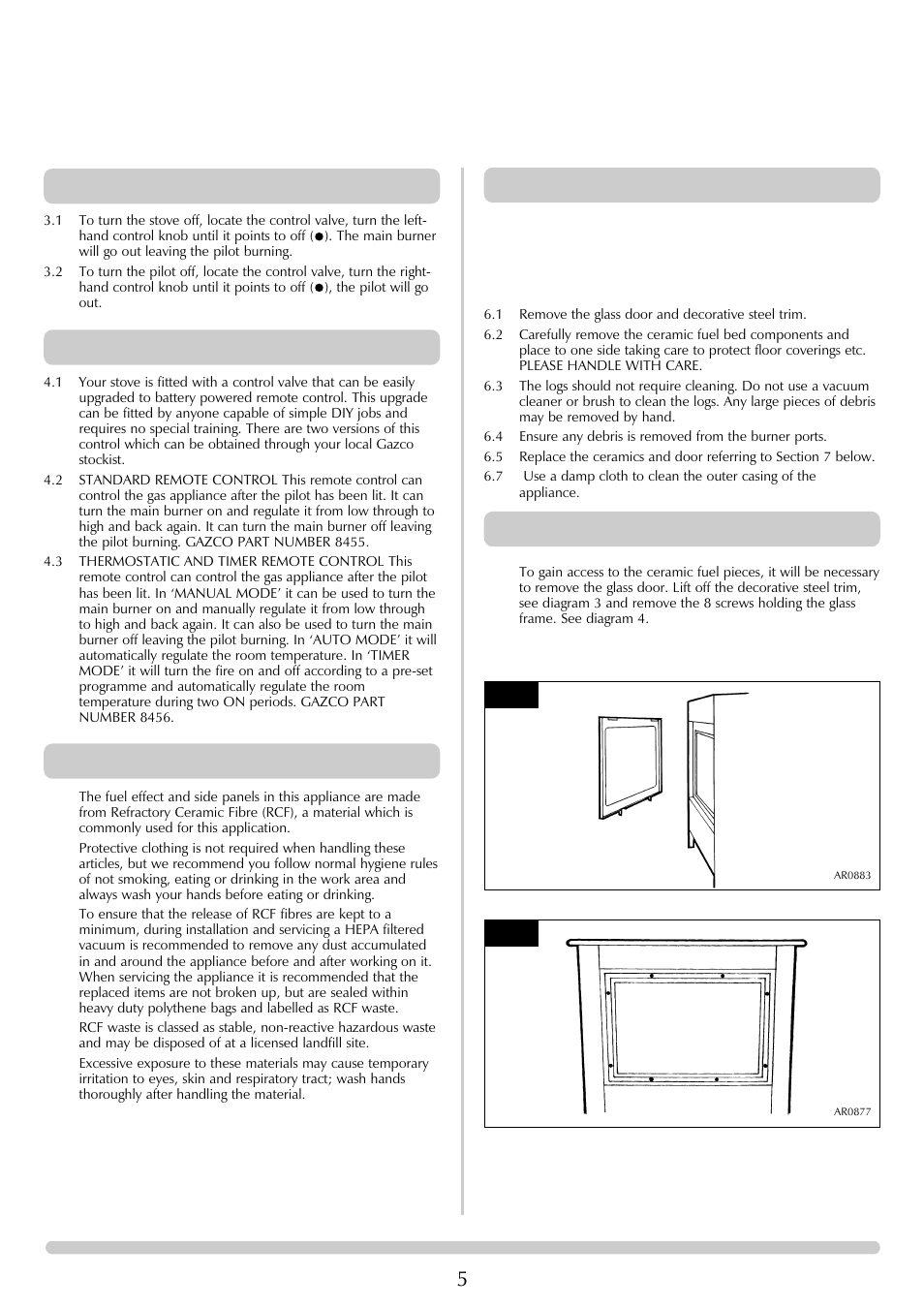 User instructions, Cleaning the fire, Fuel bed arrangements | Turning off the stove, Upgrading your stove, Handling & disposal of fire ceramics | Stovax Steel Manhattan Log Effect Stove Range User Manual | Page 5 / 25