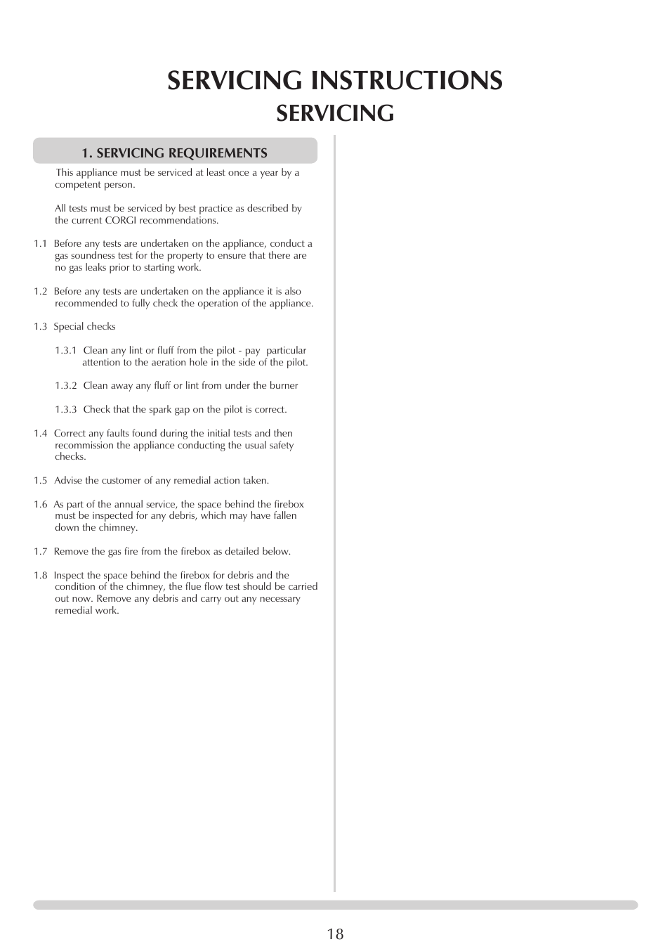 Servicing instructions, Servicing | Stovax PR0696 User Manual | Page 18 / 25