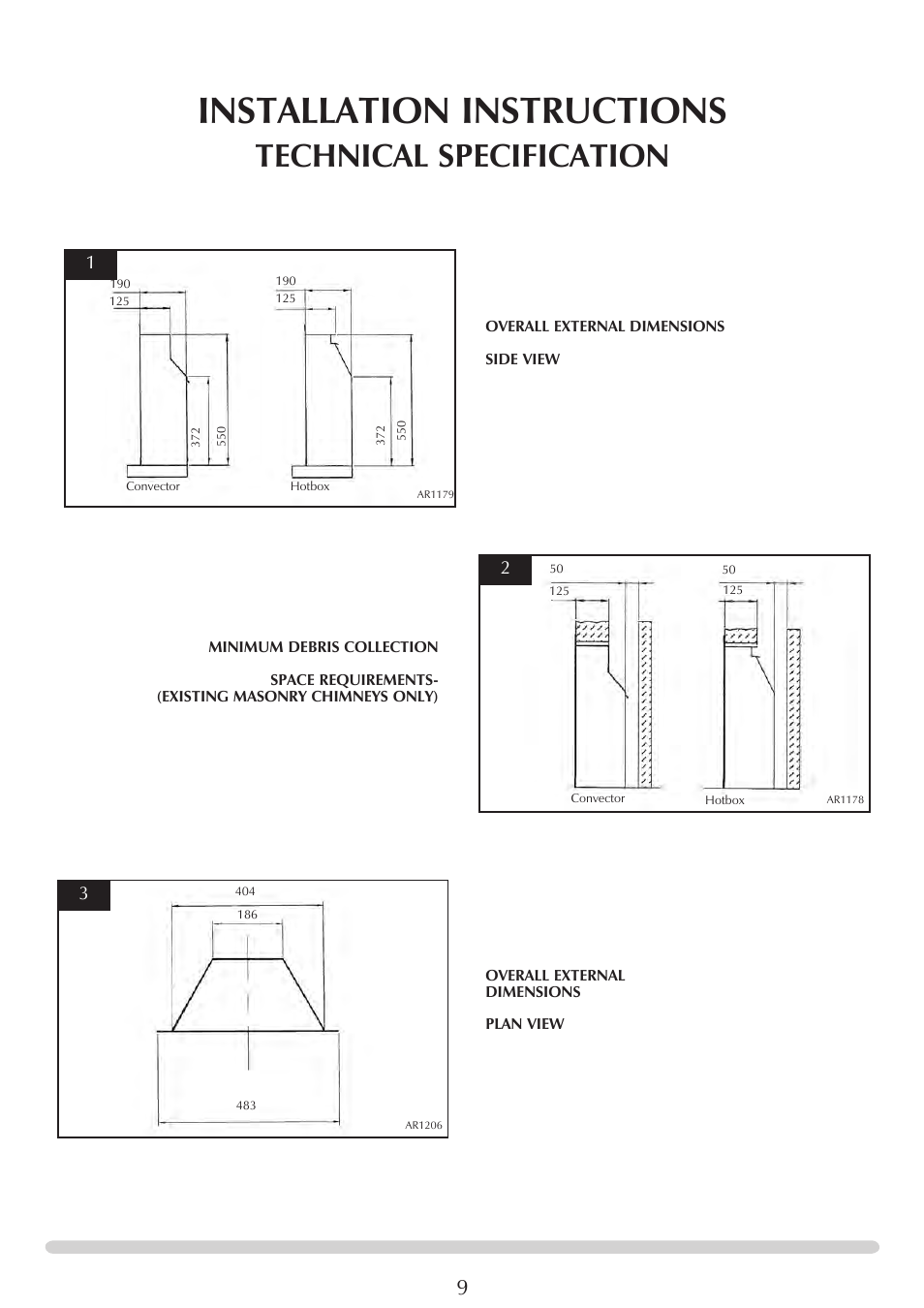 Installation instructions, Technical specification | Stovax PR0696 User Manual | Page 9 / 25