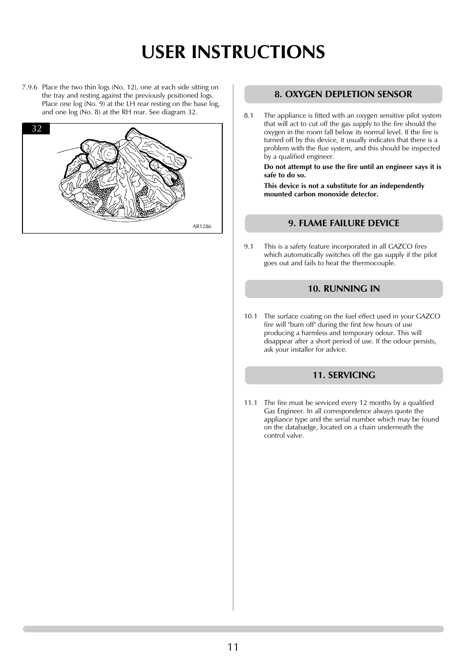 User instructions | Stovax Aspen User Manual | Page 11 / 32