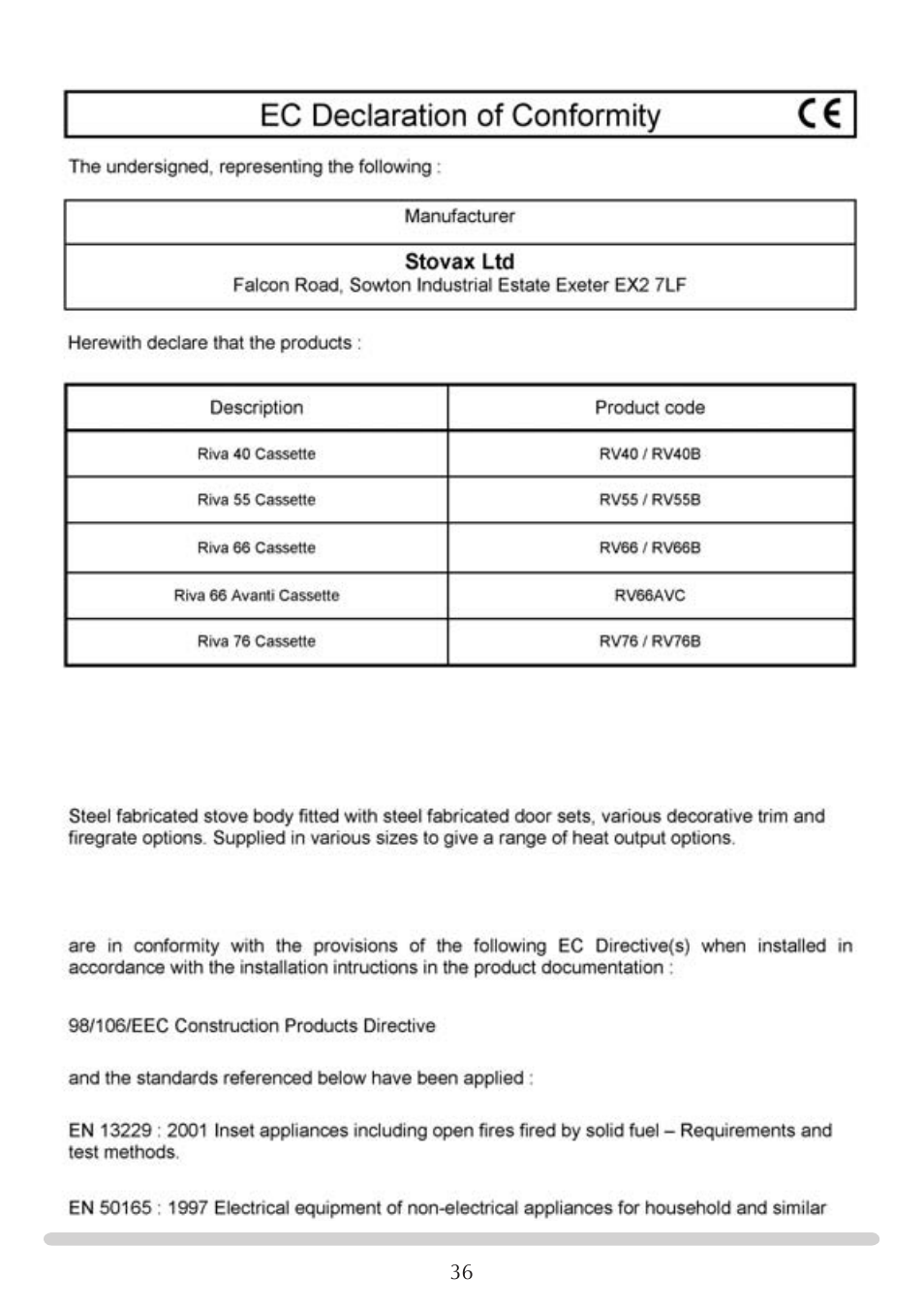 Stovax PM235 RV66AVC User Manual | Page 36 / 38