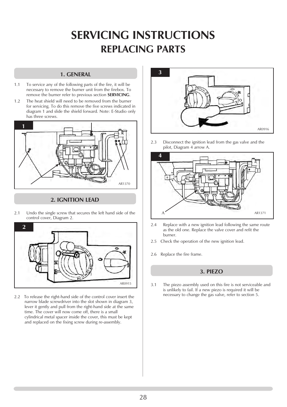 Servicing instructions, Replacing parts | Stovax PR0741 User Manual | Page 28 / 34