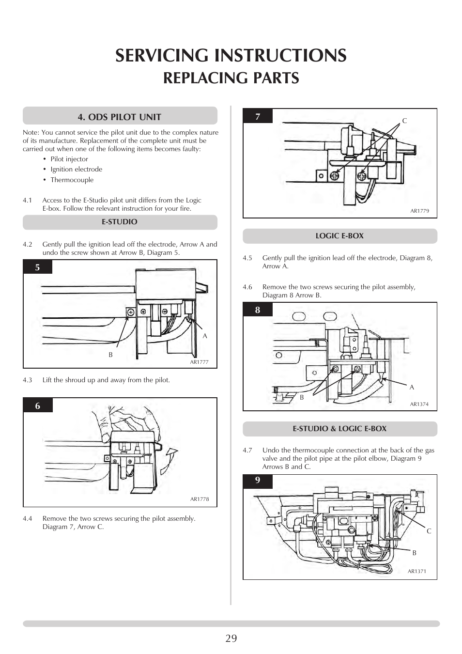 Servicing instructions, Replacing parts | Stovax PR0741 User Manual | Page 29 / 34