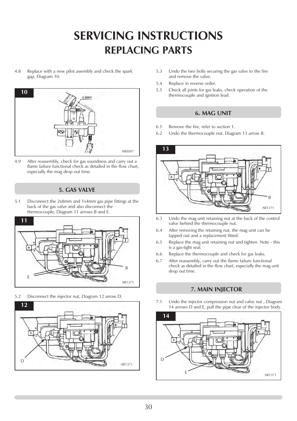 Servicing instructions, Replacing parts | Stovax PR0741 User Manual | Page 30 / 34