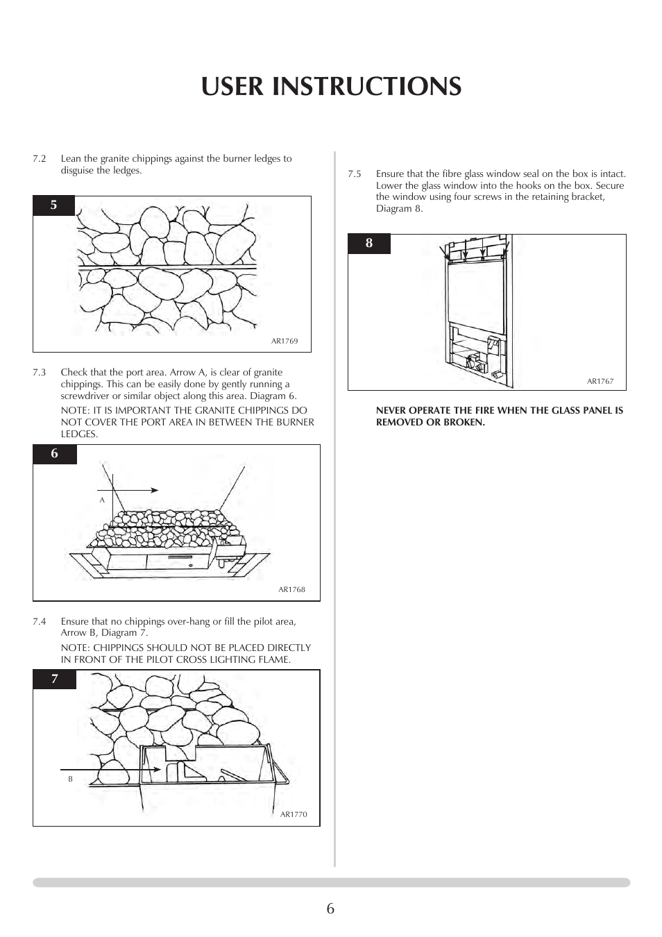 User instructions | Stovax PR0741 User Manual | Page 6 / 34