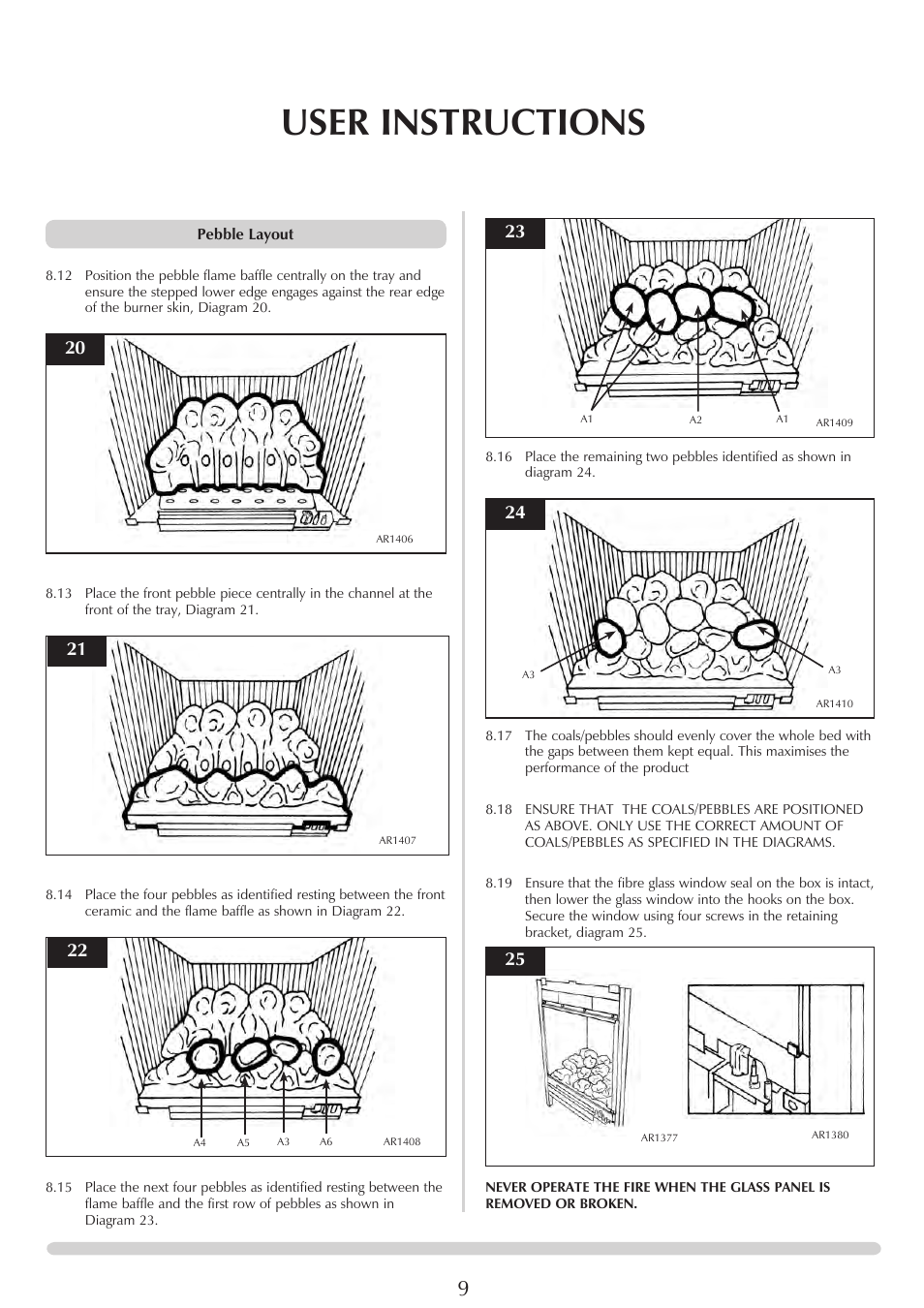 User instructions | Stovax PR0741 User Manual | Page 9 / 34