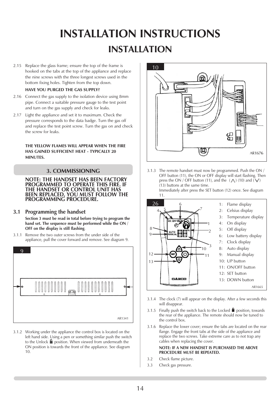 Installation instructions, Installation, Commissioning 9 | Stovax GAZCO Linea Balanced Flue Convector Fire User Manual | Page 14 / 25