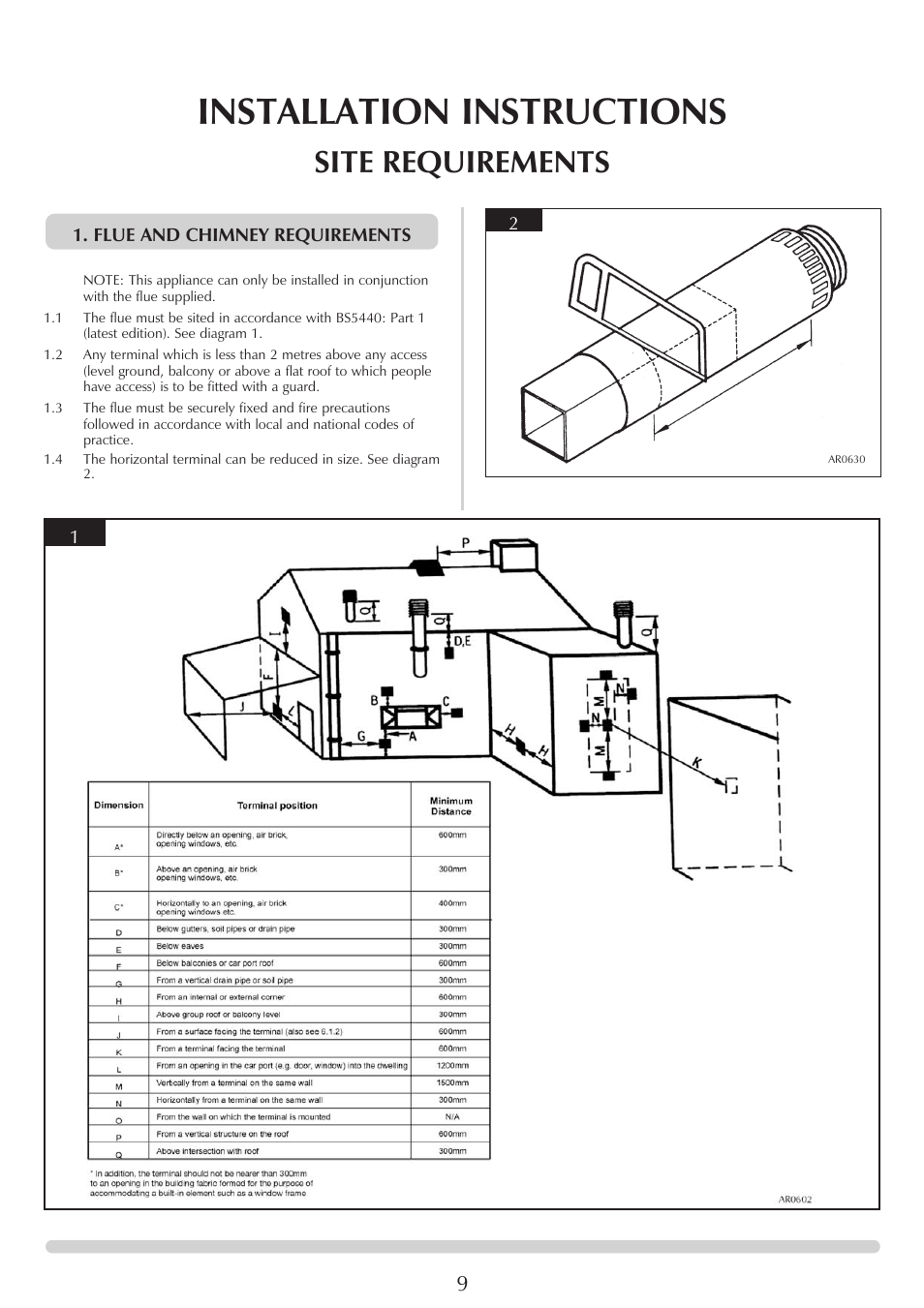 Installation instructions, Site requirements | Stovax GAZCO Linea Balanced Flue Convector Fire User Manual | Page 9 / 25