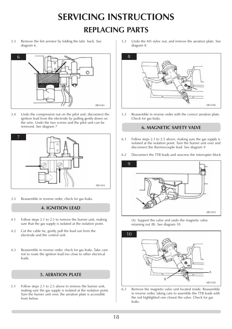 Servicing instructions, Replacing parts | Stovax F40 User Manual | Page 18 / 24