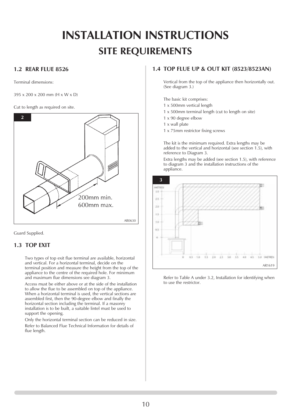 Installation instructions, Site requirements | Stovax Clarendon & Ashdon ASHDON 8546LUC-P8546LUC User Manual | Page 10 / 27