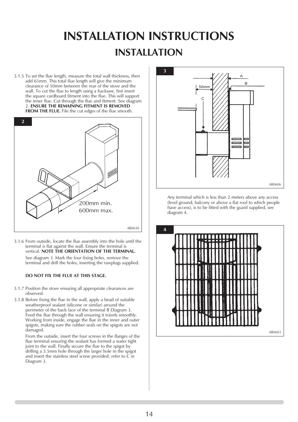 Installation instructions, Installation | Stovax Clarendon & Ashdon ASHDON 8546LUC-P8546LUC User Manual | Page 14 / 27