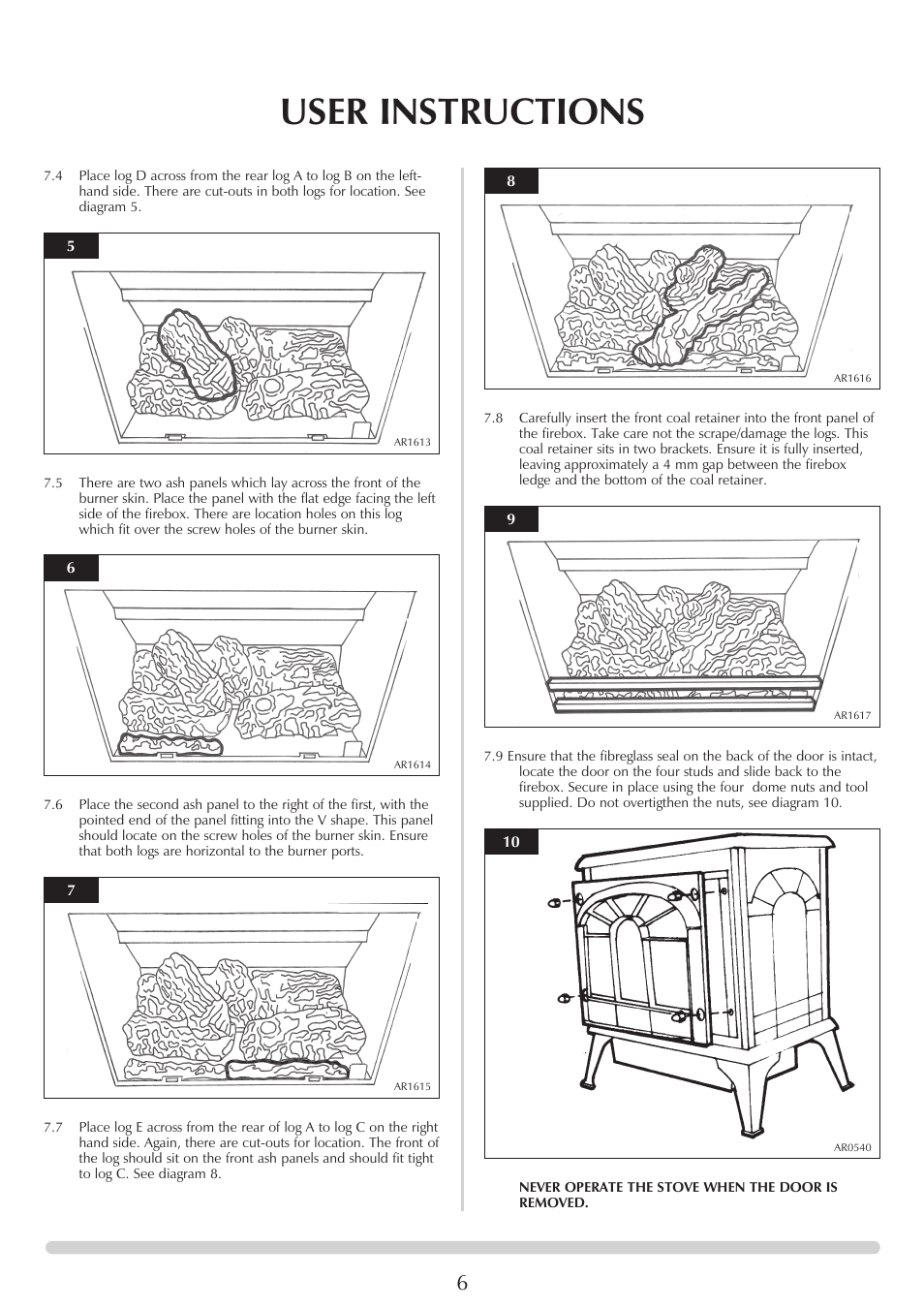 User instructions | Stovax Clarendon & Ashdon ASHDON 8546LUC-P8546LUC User Manual | Page 6 / 27