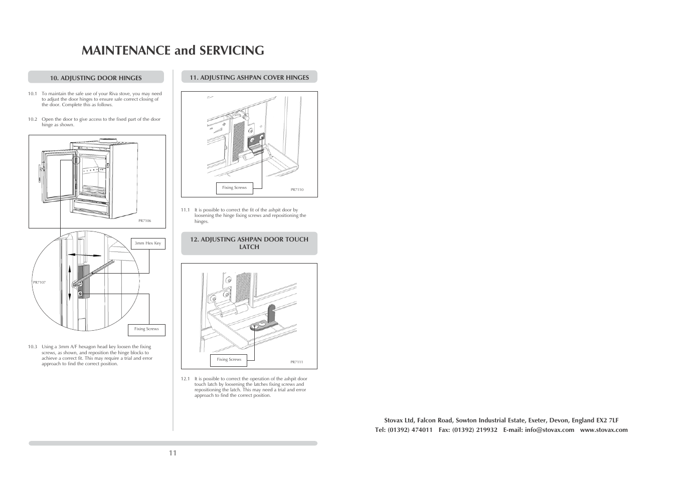 Maintenance and servicing | Stovax RVF40C User Manual | Page 6 / 6