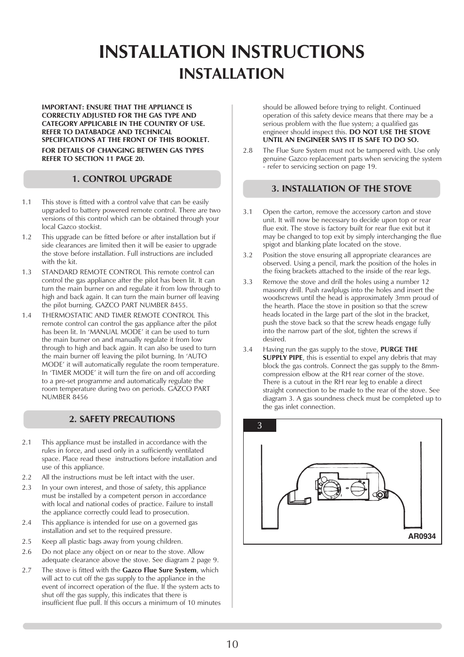 Installation instructions, Installation | Stovax 5 User Manual | Page 10 / 23