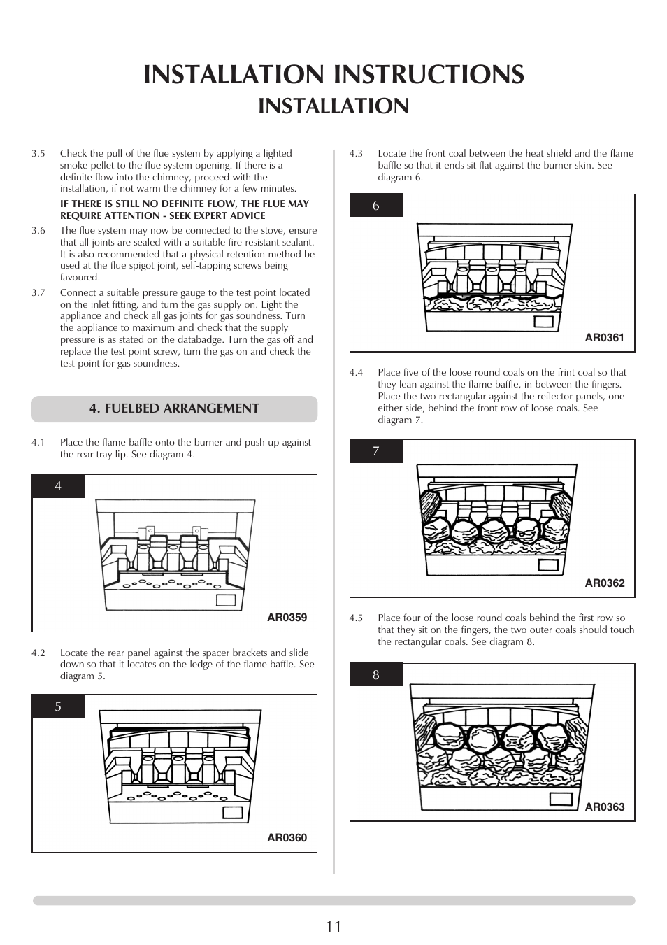 Installation instructions, Installation | Stovax 5 User Manual | Page 11 / 23