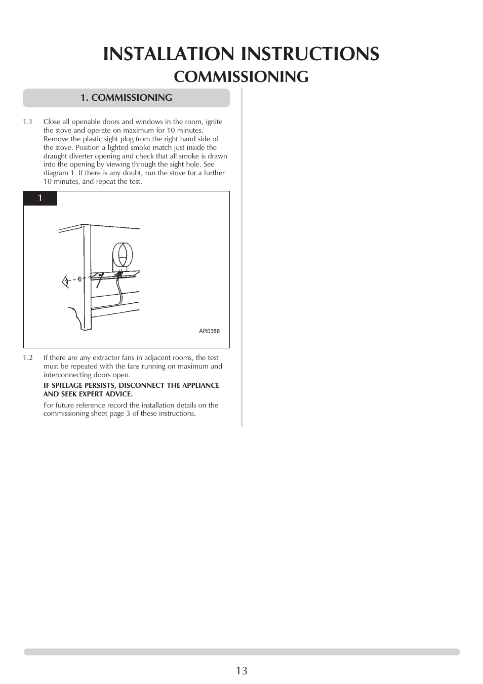 Installation instructions, Commissioning | Stovax 5 User Manual | Page 13 / 23