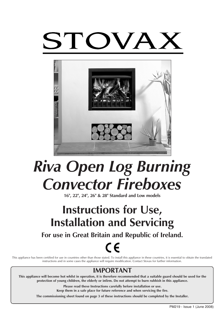 Stovax Riva Open Log Burning Convector Fireboxes User Manual | 32 pages