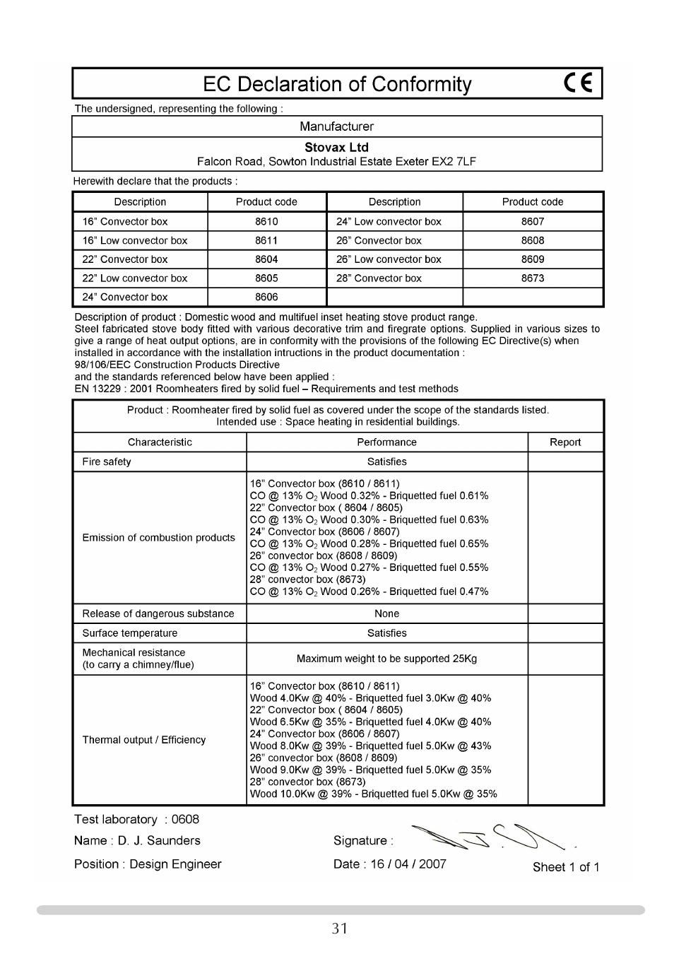 Stovax Riva Open Log Burning Convector Fireboxes User Manual | Page 31 / 32