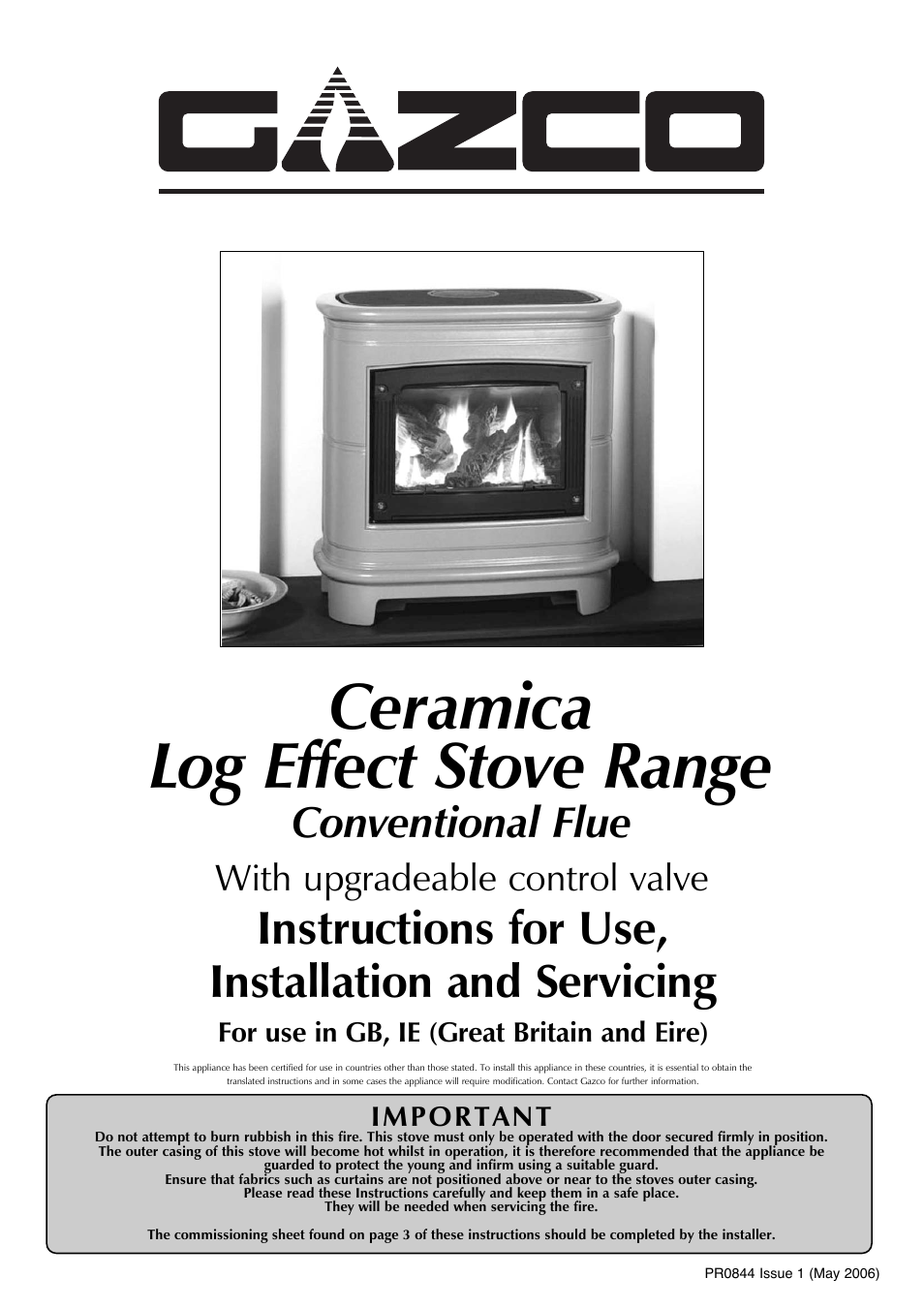 Stovax Ceramica Gazco Ceremica Log Effect Stove Range User Manual | 24 pages