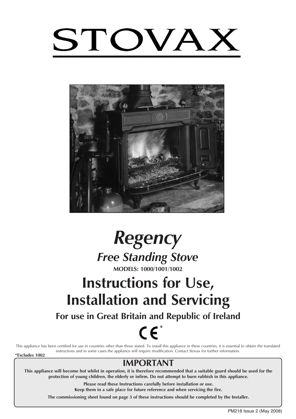 Stovax REGENCY 1000 User Manual | 26 pages