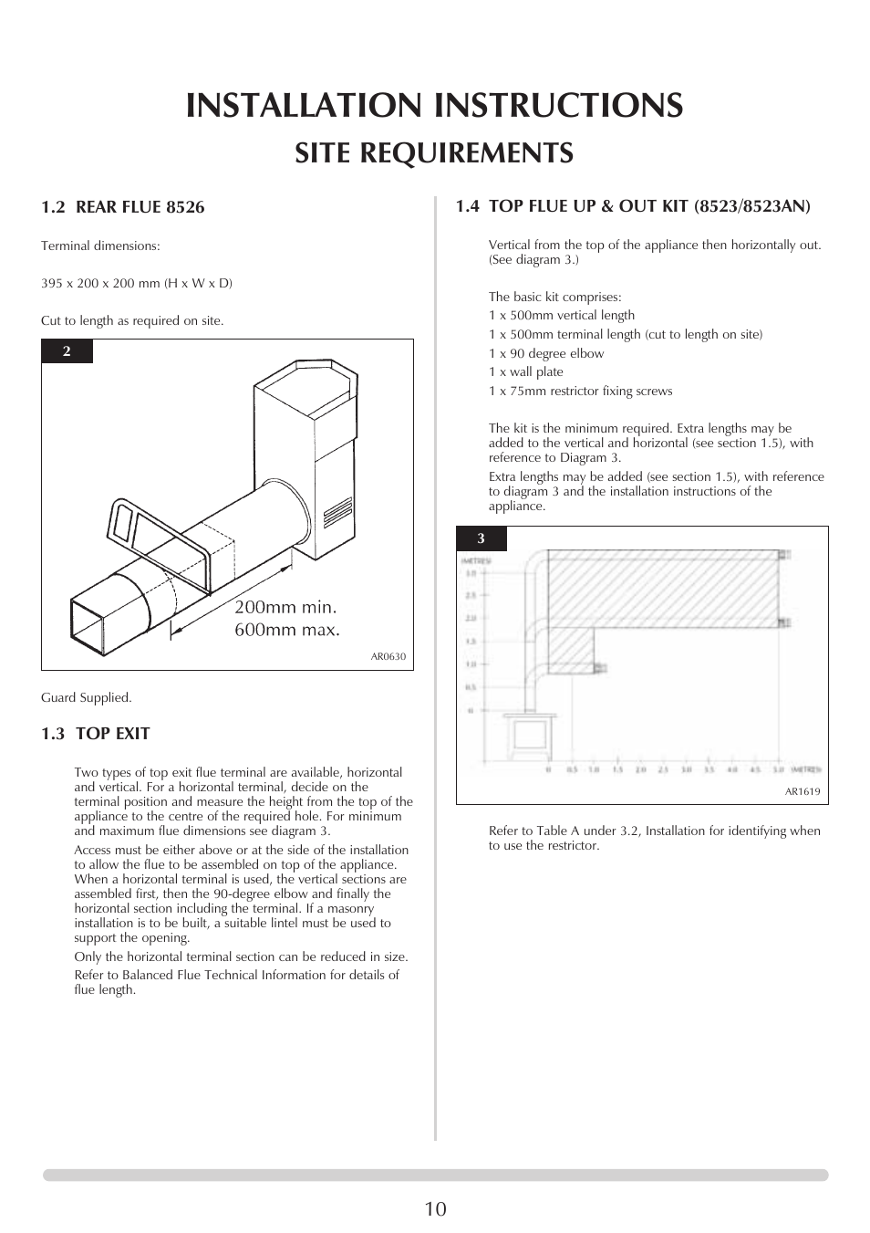 Installation instructions, Site requirements | Stovax Marlborough & Stockton Stockton Log Effect Stove Range User Manual | Page 10 / 27