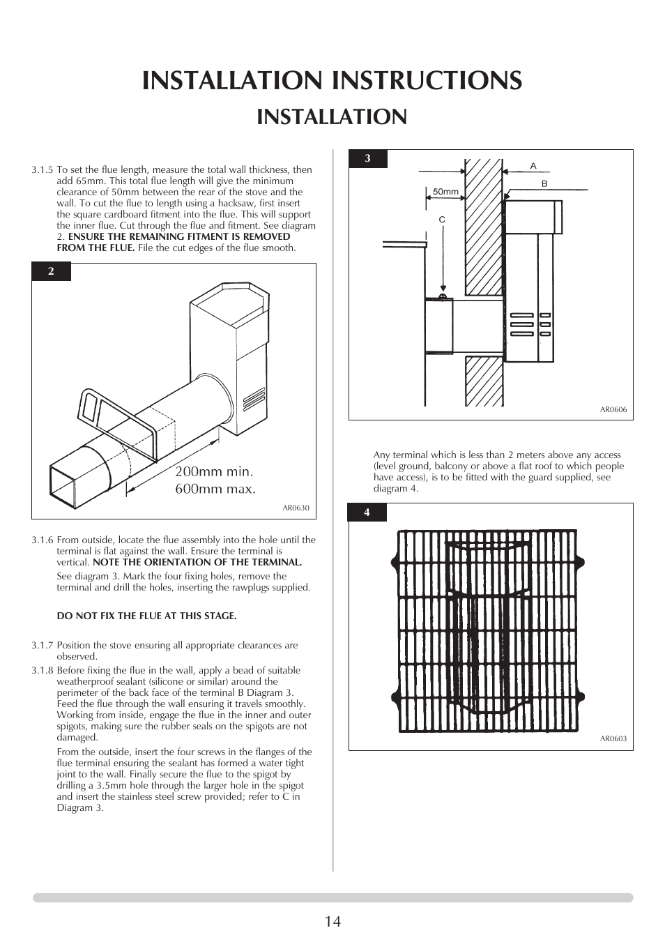 Installation instructions, Installation | Stovax Marlborough & Stockton Stockton Log Effect Stove Range User Manual | Page 14 / 27