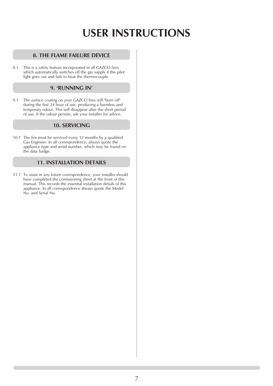 User instructions | Stovax Marlborough & Stockton Stockton Log Effect Stove Range User Manual | Page 7 / 27