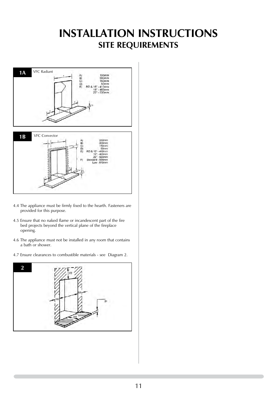 Installation instructions, Site requirements | Stovax 8455 User Manual | Page 11 / 26