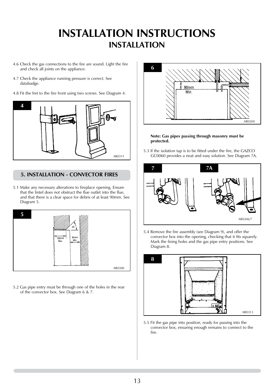 Installation instructions, Installation | Stovax 8455 User Manual | Page 13 / 26