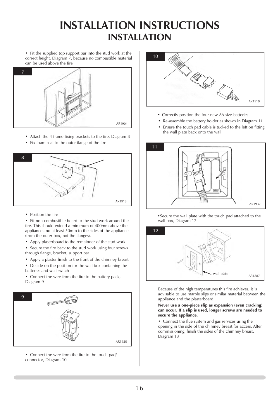 Installation instructions, Installation | Stovax PR0919 User Manual | Page 16 / 33