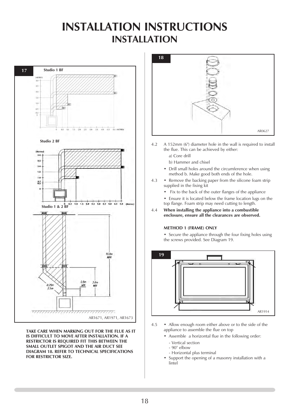 Installation instructions, Installation | Stovax PR0919 User Manual | Page 18 / 33