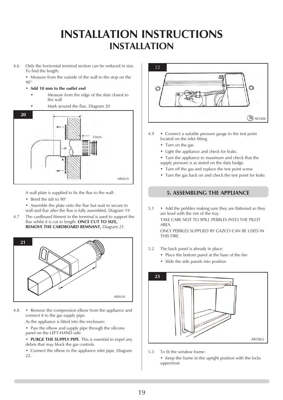 Installation instructions, Installation, Assembling the appliance | Stovax PR0919 User Manual | Page 19 / 33